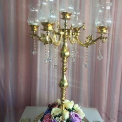 Beş Kollu Şamdan Yuvarlak Gövdeli